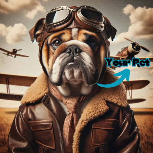 Skybound Aviator - Framed Canvas - Paw Inks