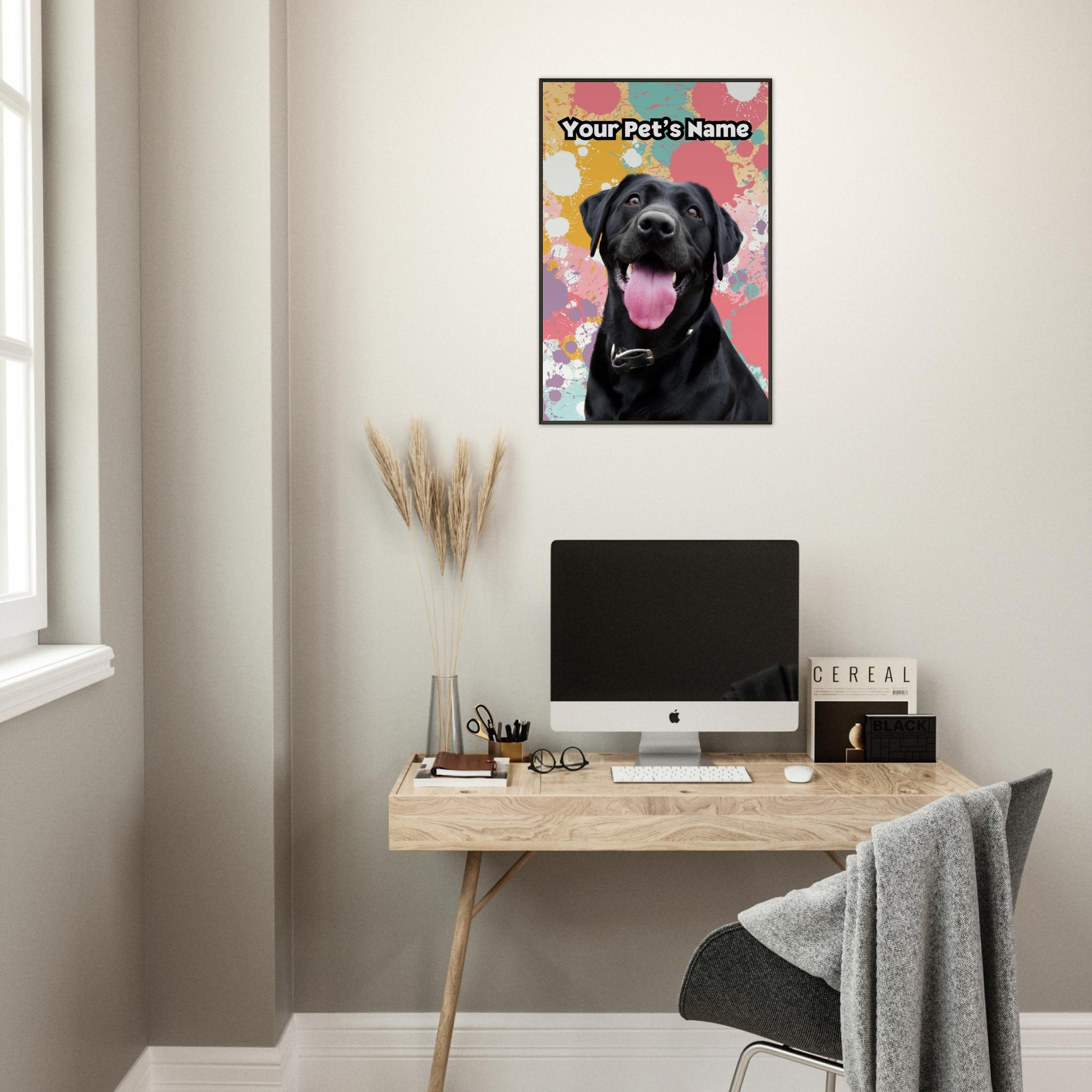 Metal Framed Artwork 36 - Custom Pet Portrait - Paw Inks