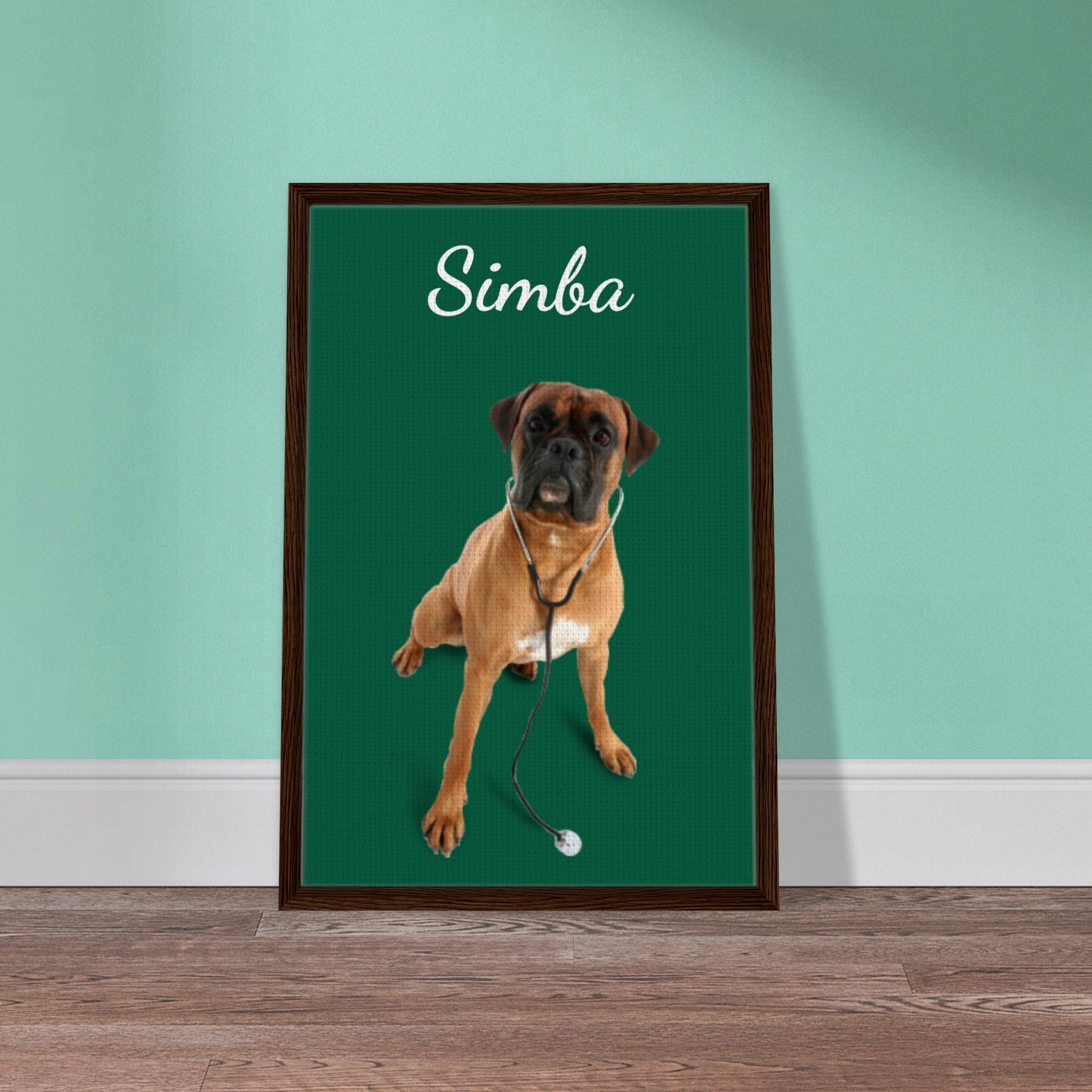 Wooden-Framed Canvas Custom Pet Portrait - Paw Inks