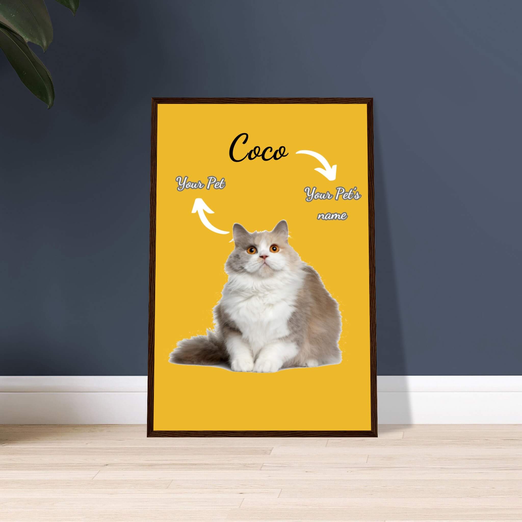 Premium Wooden-Framed Custom Pet Portrait