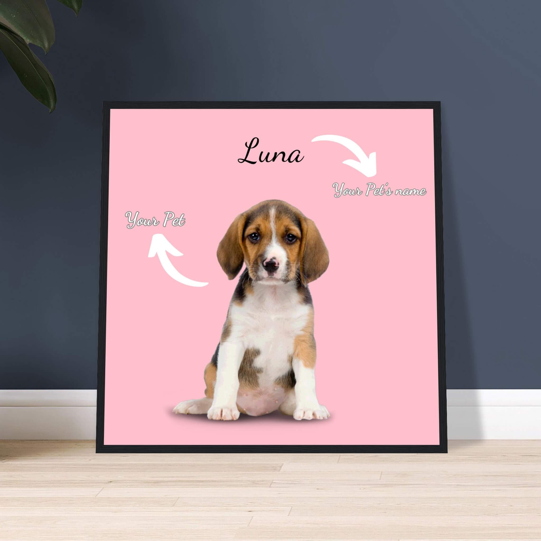 Premium Wooden-Framed Custom Pet Portrait