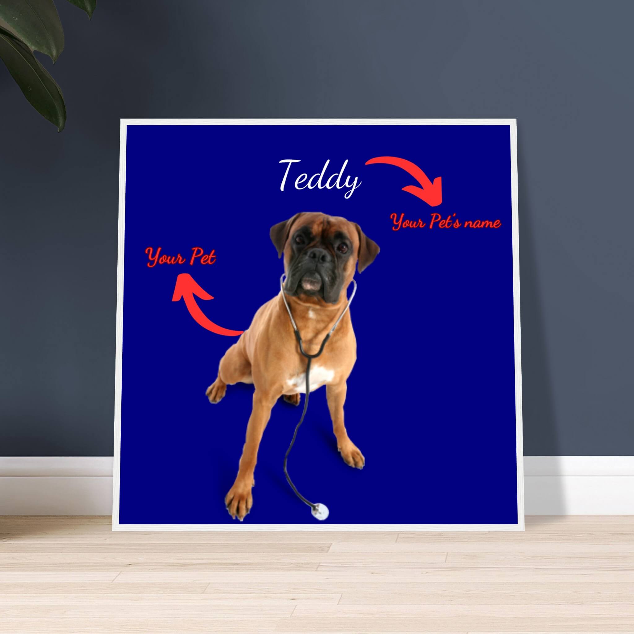 Premium Wooden-Framed Custom Pet Portrait