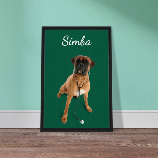 Wooden-Framed Canvas Custom Pet Portrait - Paw Inks